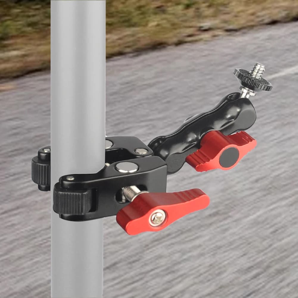 Ballhead Clamp Clip W/ 1/4inch -20 Thread Ball Mount Clamp Rotatable Ball Head Magic Arm Clamp for GPS Phone Monitor Video Light
