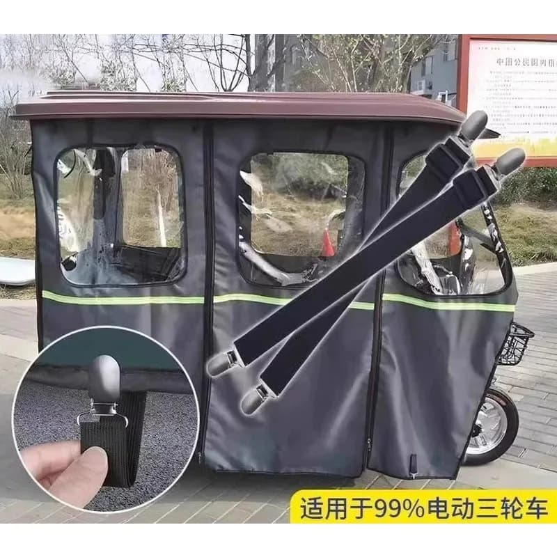Corda di fissaggio per tende da pioggia per triciclo Cintura di fissaggio per tende per parabrezza Cintura calda antivento Lenzuolo Supporto per clip per cuscino per divano