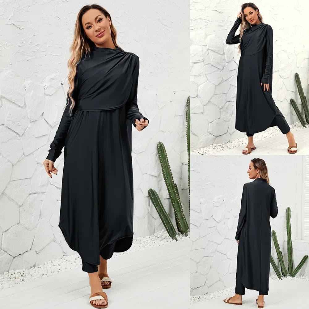 3 pcs outdoor muslim swimsuits new surf conservative swimsuit islamic sun protection long sleeve bathing suit divided with swimming head