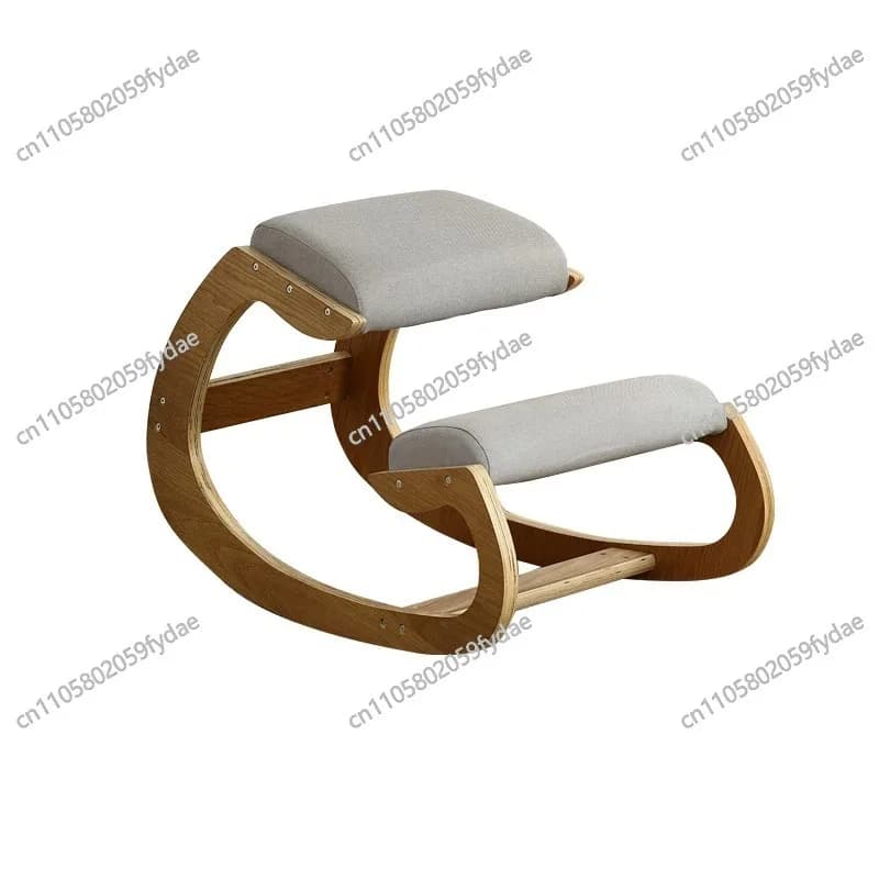 Sedia Ergonomica Inginocchiata con Cuscino Spesso, Sgabello per Casa e Ufficio, Migliora la Postura, Sedia a Dondolo in Legno per Computer