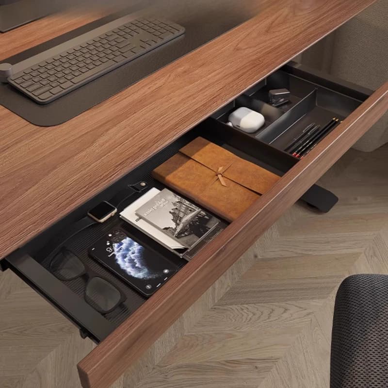 Vassoio scorrevole nascosto sotto il cassetto della scrivania in legno di noce per riporre penne da ufficio per il sistema di organizer salvaspazio del tavolo del computer