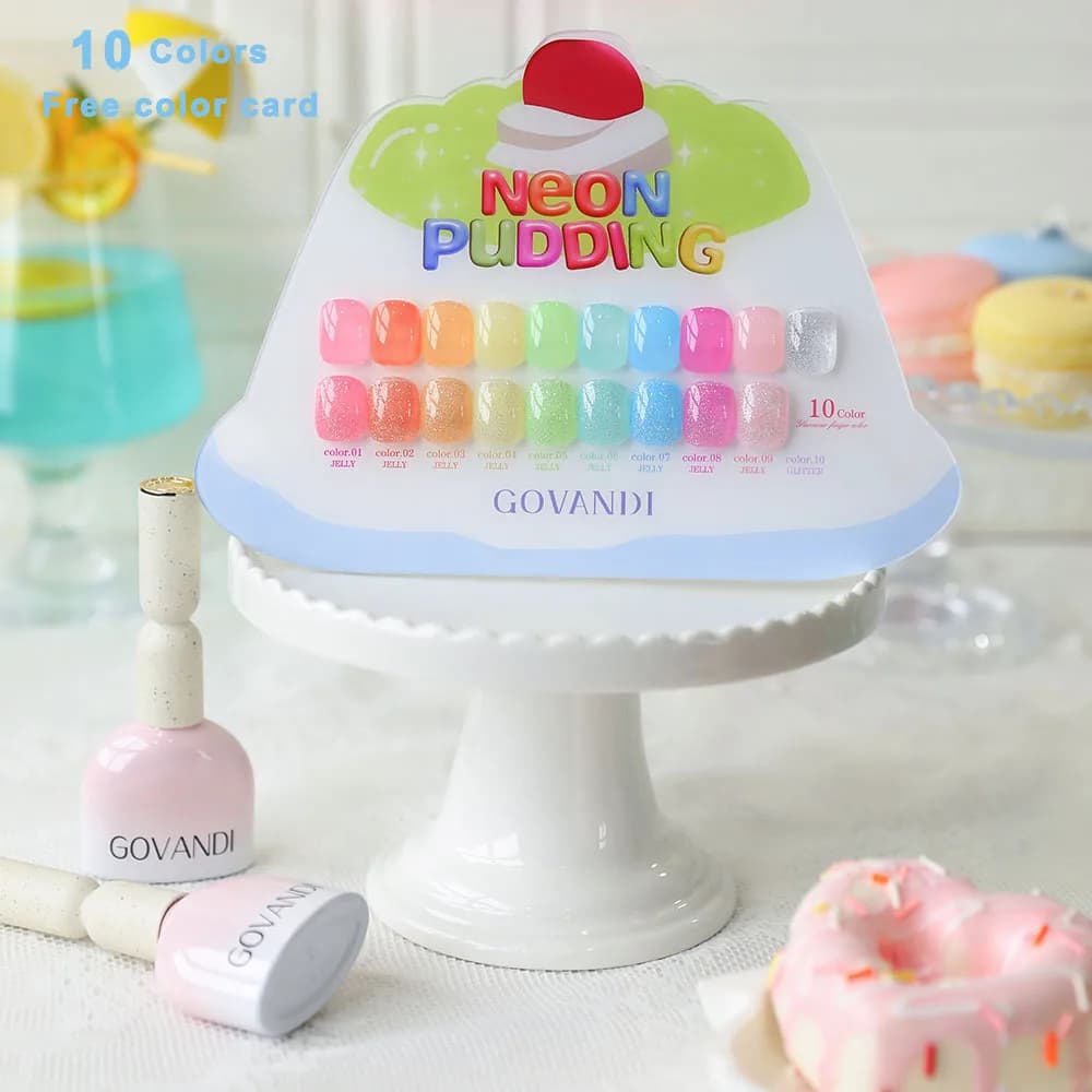 Primavera Estate 10 pezzi Gel gelato Set di smalti per unghie Soak Off Trasparente Glitter Colore UV LED Vernici Nail Art Caramelle Gel Polish