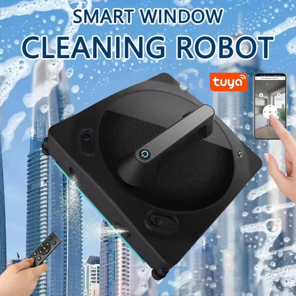 Robot lavavetri Purerobo W-V1S con vibrazione e doppio spruzzo d'acqua, alta aspirazione sottovuoto, robot lavavetri per la pulizia dei vetri domestici