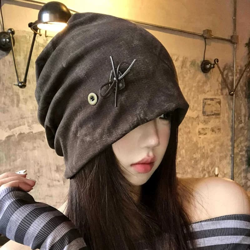 Berretto vintage con fiocco per donne e ragazze, cappello casual ampio e alla moda, berretto baggy
