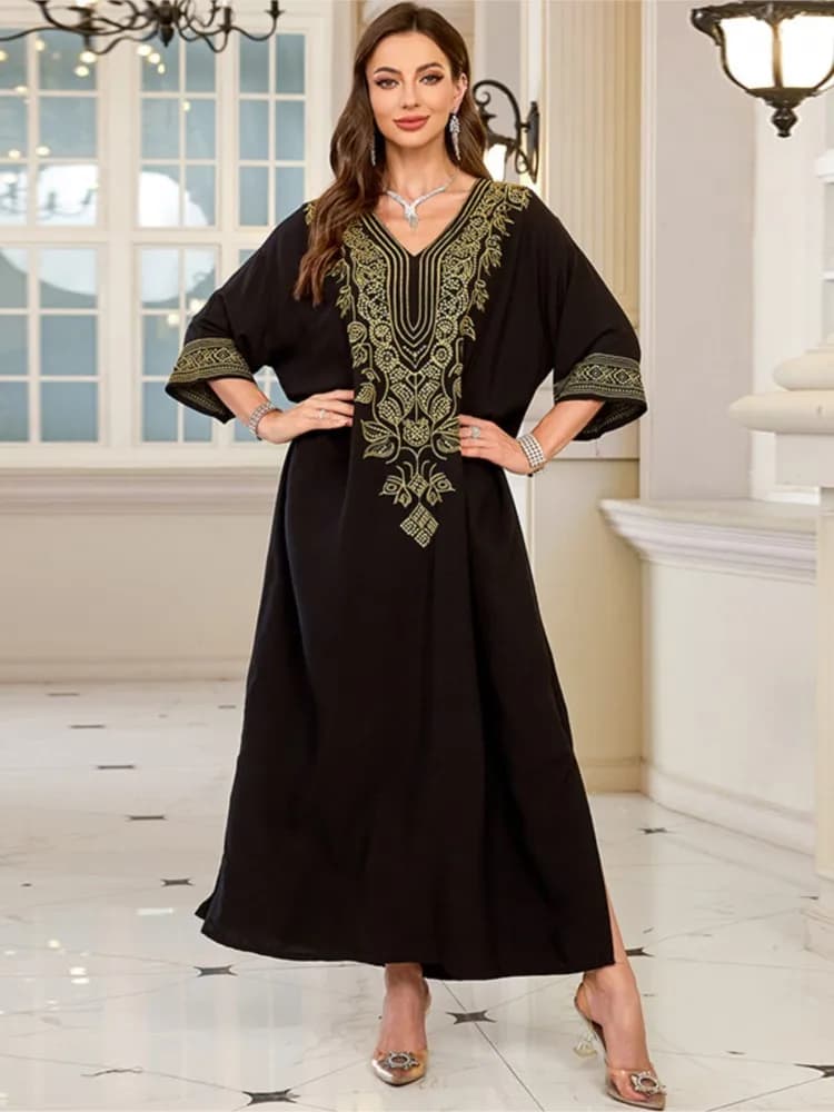 Summer Cover Ups Women Swimsuit 3/4 Sleeve Robes Bathing Suit 2026 New Embroidery Beach Holiday Maxi Dresses Cover-Up