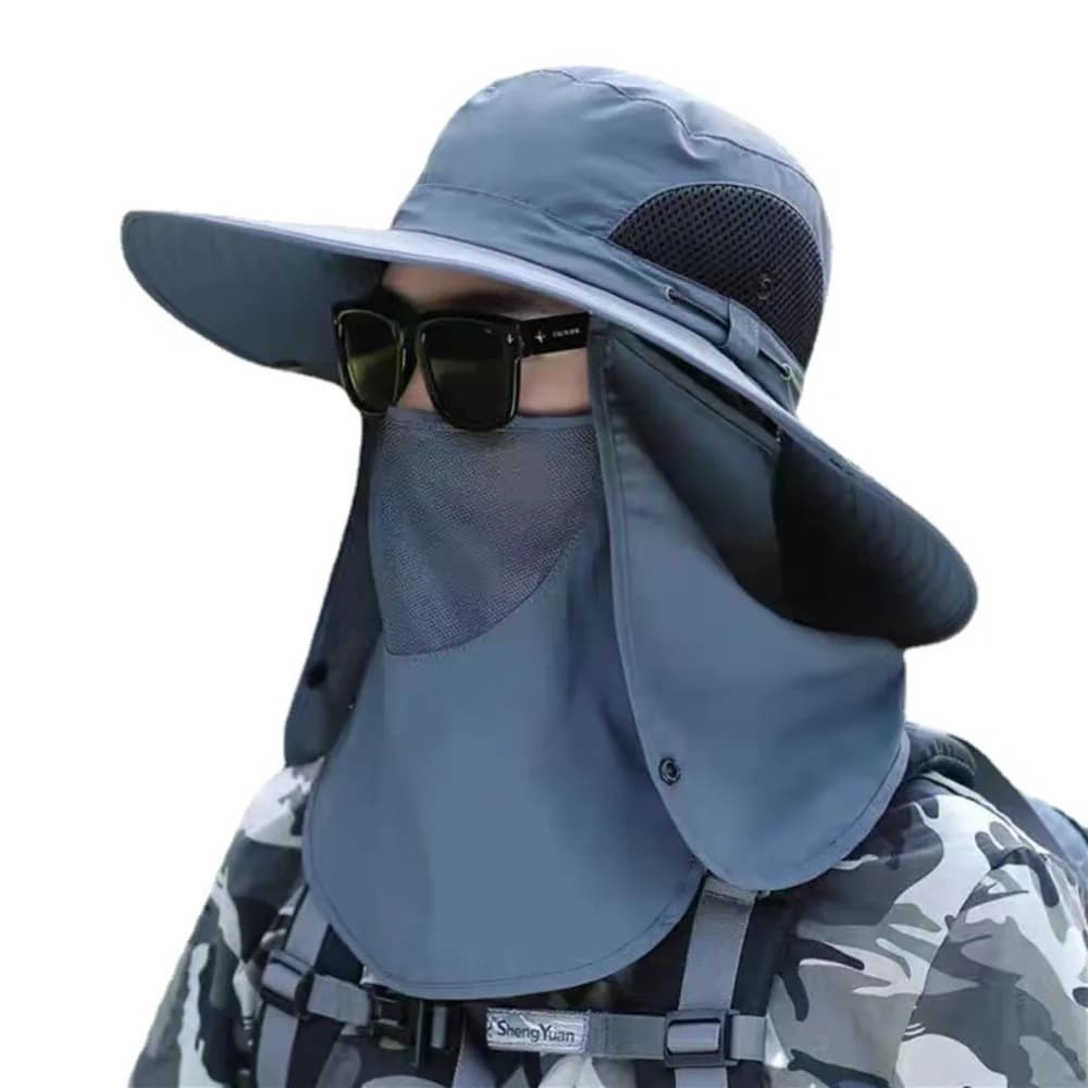 Cappello da lavoro agricolo anti-UV a tesa larga con protezione da 360 gradi regalo con maschera per il viso Cappello da pescatore estivo da gita