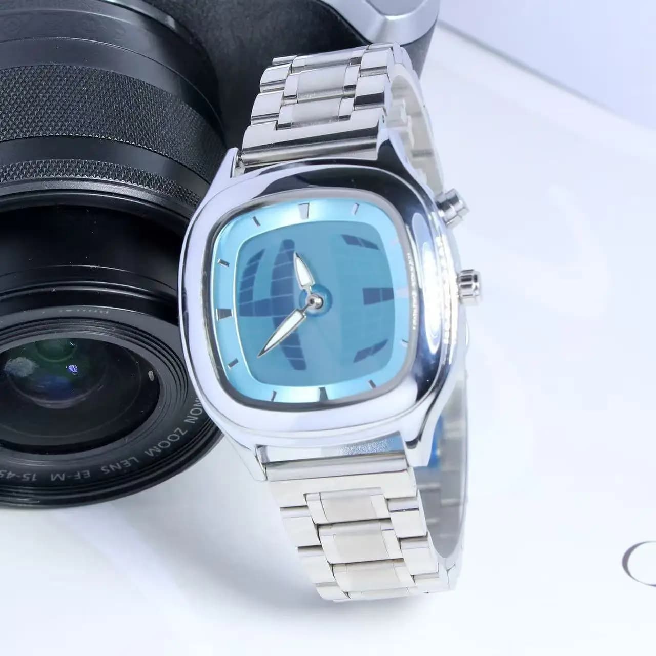 Y2K Unisex Square Watch, New Concept Digit Dial Quartz Wristwatch, Luxury Stainless Steel 3ATM Waterproof Men Women Reloj Hombre