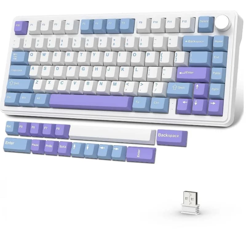 Tastiera Meccanica da Gaming Wireless ATTACK SHARK X85 75% Gasket RGB con Manopola, Hot Swappable, BT/2.4GHz/USB-C per PC/MAC/Win