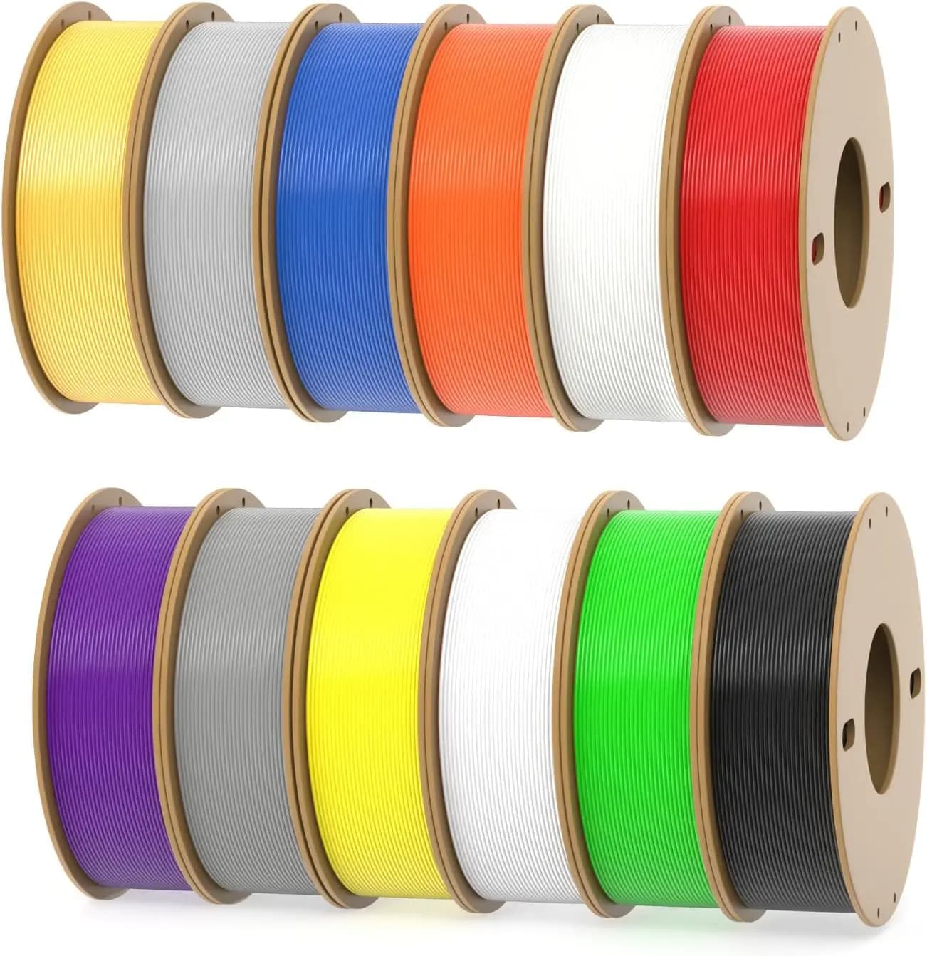 PLA+ Filament for 3D Printer 1.75mm Without Groves, 250g Bobbin, 12 Assorted Color Packs, 3KG Total Material