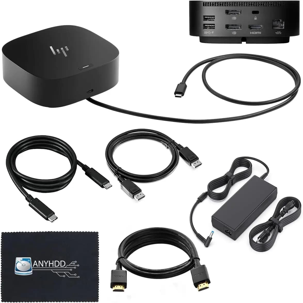 Docking Station per Laptop Rinnovata con Supporto per Doppio Monitor, Adattatore da 120W e Pacchetto di Cavi