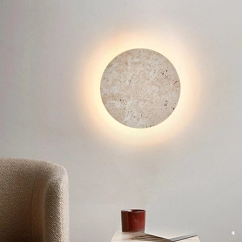Piastrella in pietra gialla in stile giapponese, pizza, rispetto alla testiera della camera da letto, corridoio retrò, ingresso, atmosfera circolare, lampada da parete