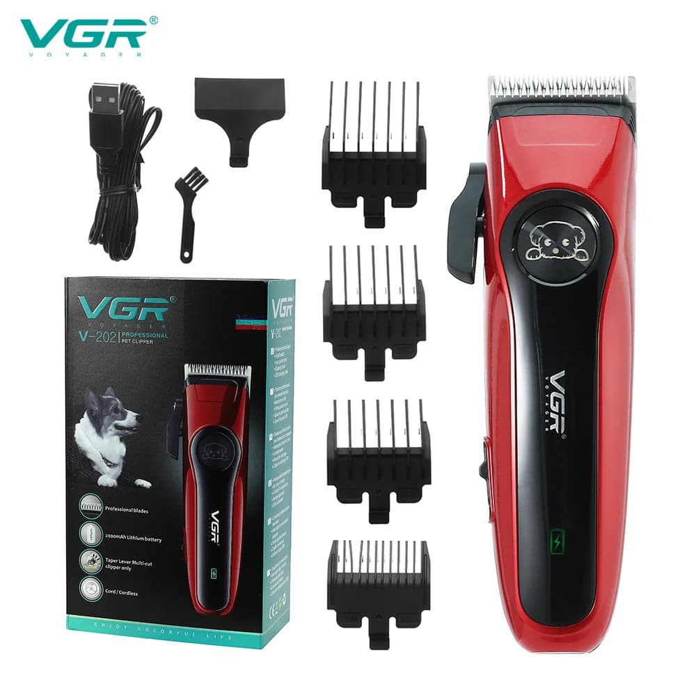VGR 202 Macchina da taglio potente di alta qualità Tagliacapelli elettrico professionale ricaricabile per cani Tagliacapelli per animali domestici senza fili