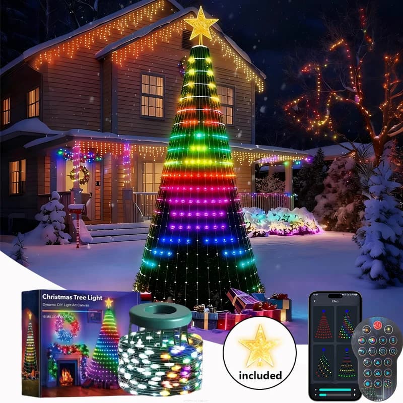 400-800 LED Luci intelligenti per albero di Natale Luci a stringa LED RGB Modello di colore fai-da-te Sincronizzazione musicale Impermeabile per la decorazione dell'albero di Natale