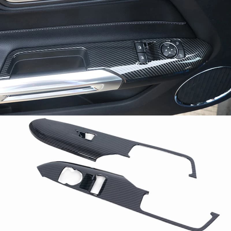 Auto ABS Finestra Interruttore di Sollevamento Pannello di Copertura Trim In Fibra di Carbonio Per Ford Mustang 2015 2016 2017 2018 2019 Per LHD Accessori Auto