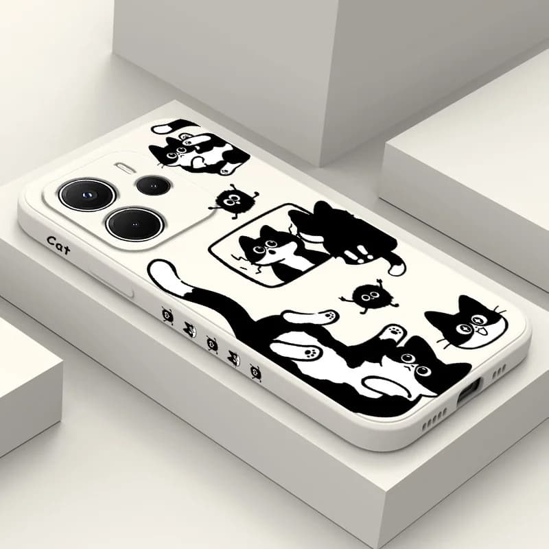 Custodia per telefono gatto soffice per Xiaomi Redmi Note 14 13 12S 11 11S 10 10S 9 9S 15 14C Pro Plus 4G 5G Cover in silicone liquido