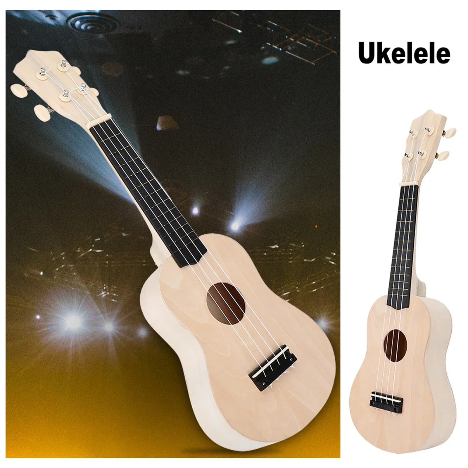 Crea il tuo set di assemblaggio di giocattoli fai da te per bambini con kit ukulele Hawaii da 21 pollici