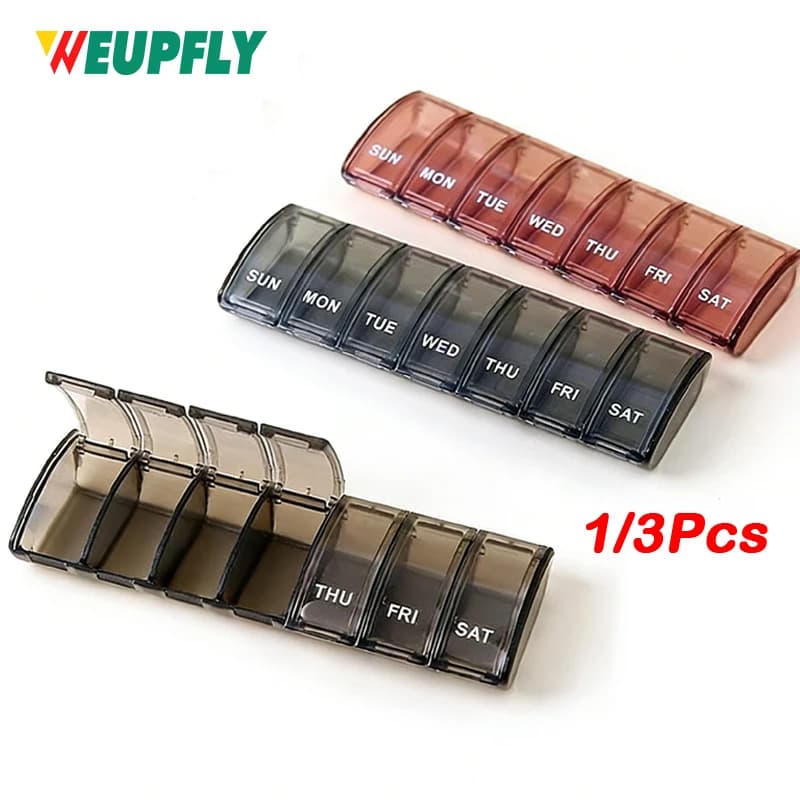 1/3PCS Weekly Small Pill Organizer, 7 Day Pill Case, Daily Vitamin Case Medicine Box, Pill Containers for Supplements