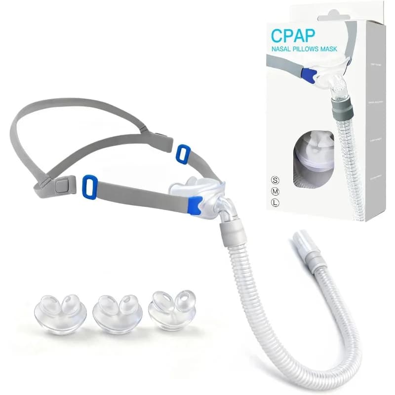 Nasal Pillow Mask, Nasal Pillow Set with Detachable Headgear, Frame, Tube and 3 Different Sizes of Nasal Pillows(S, M, L)