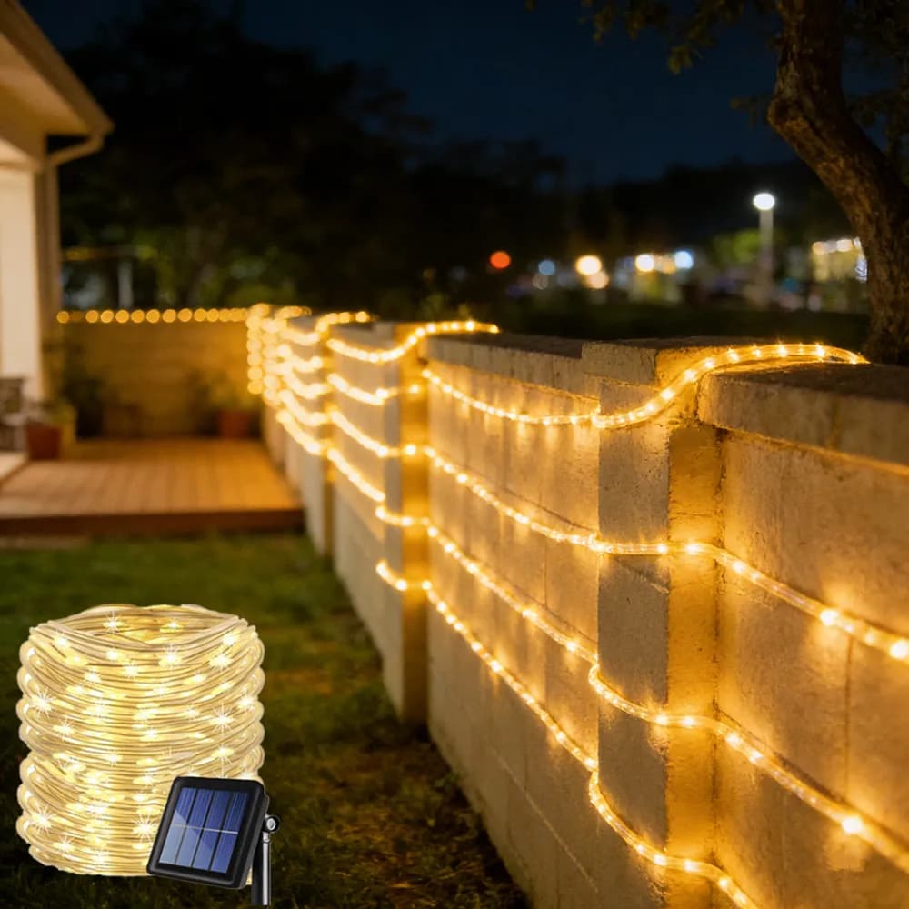 Luci Solari a Tubo per Esterni, Ghirlanda Natalizia, Luci Fatate a LED, Luci a Stringa per Giardino, Feste, Matrimoni, Decorazioni per la Casa e le Feste