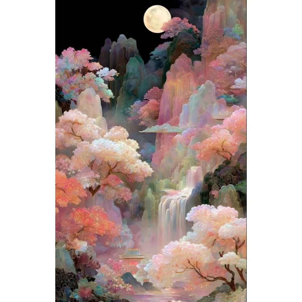 Diamond Painting By Numbers DIY Dreamy Fairy Tale Mountain Landscape Wall Decor for Game Room or Living Room