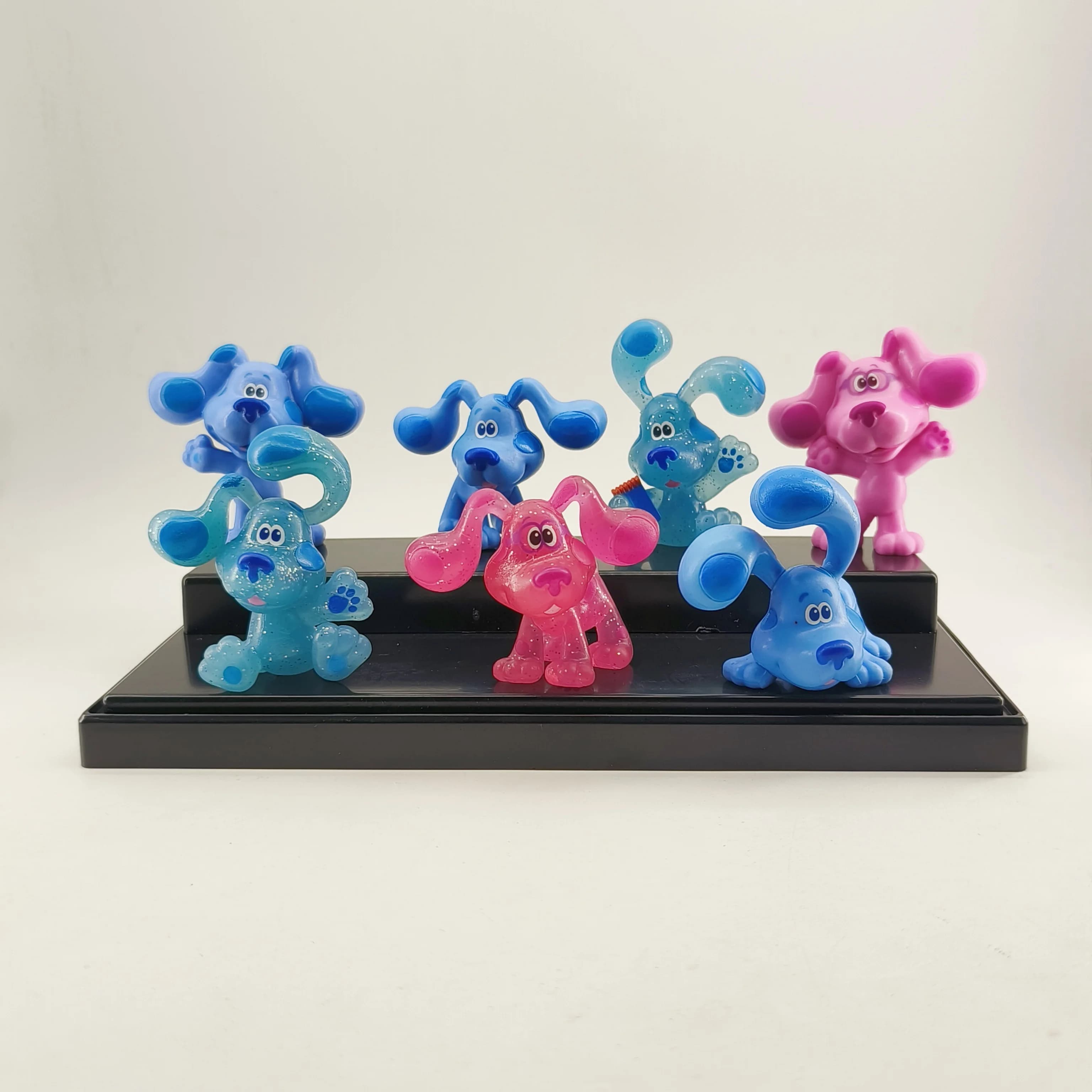 5 pezzi Blues Piste Puntelli Figura Giocattoli per bambini Regalo di Natale Cartone animato Blu Rosa Cane Scena Gatto Action Figuras Bambole per la decorazione domestica