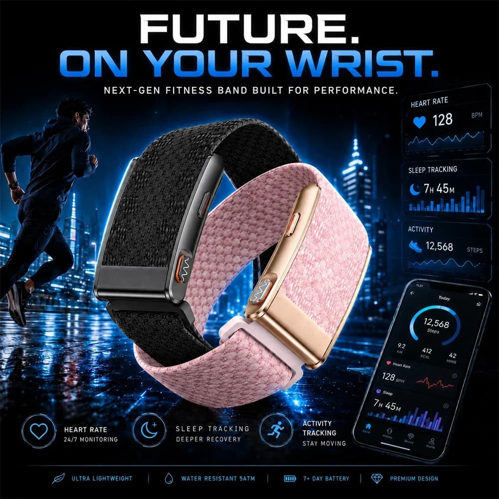 2026 New Screenless Smart Health Watch ECG Heart Rate Sleep SpO2 HRV BP Sports Tracking App Reminders 3ATM Waterproof Design