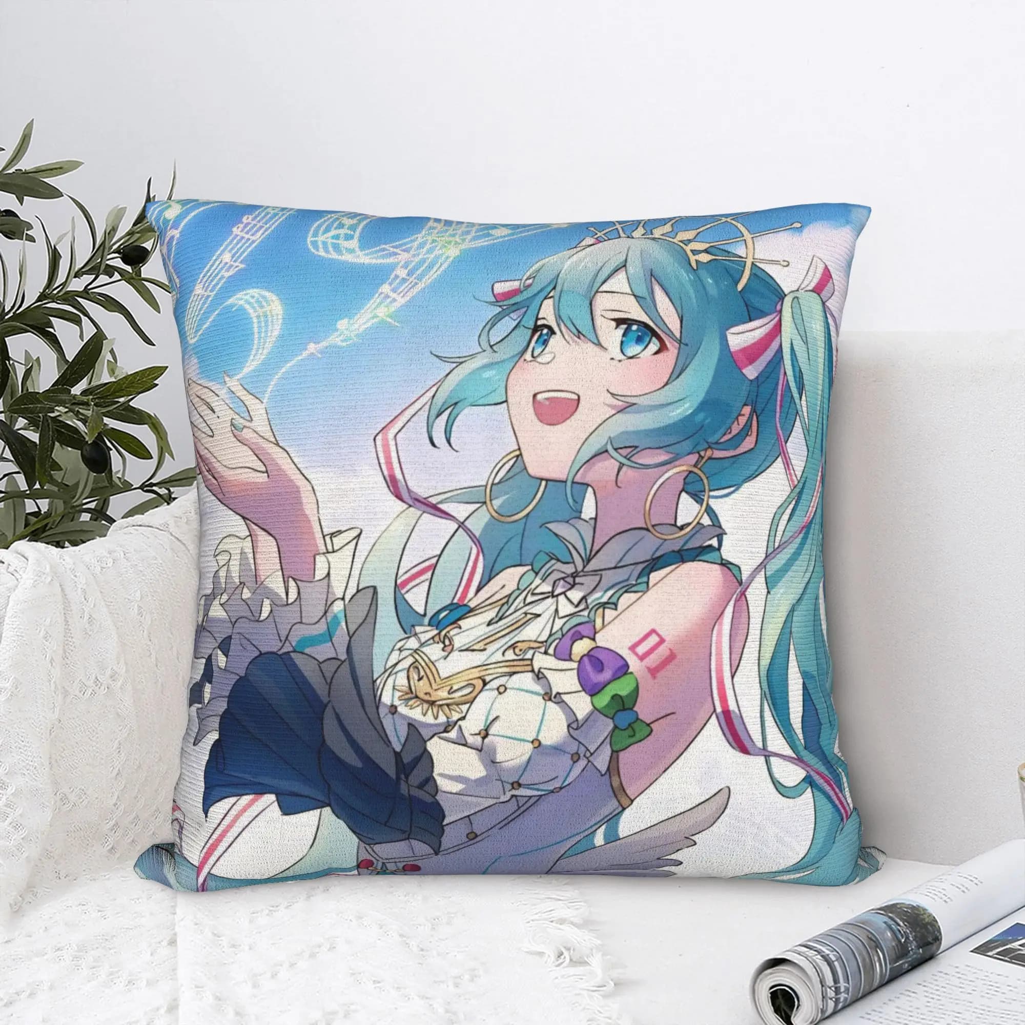 Music Singer Hatsunes Mikus Square Pillowcases Polyester Car Cushion Case Creative Decorative Pillow Cover 40*40