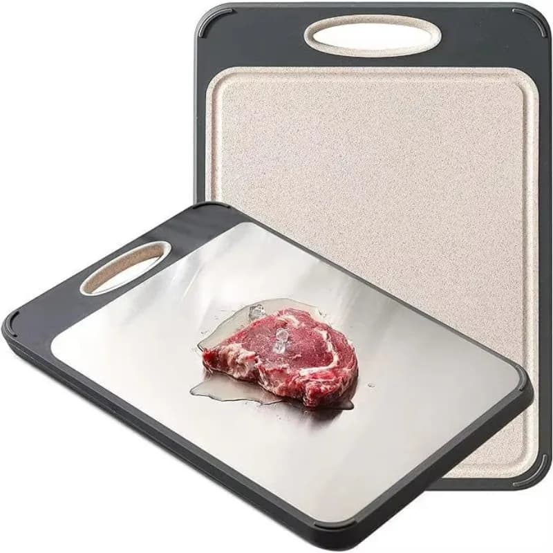 Premium Tagliere in Titanium Multifunctional Double Side with Freezing Tray Integrated for Frozen Meat