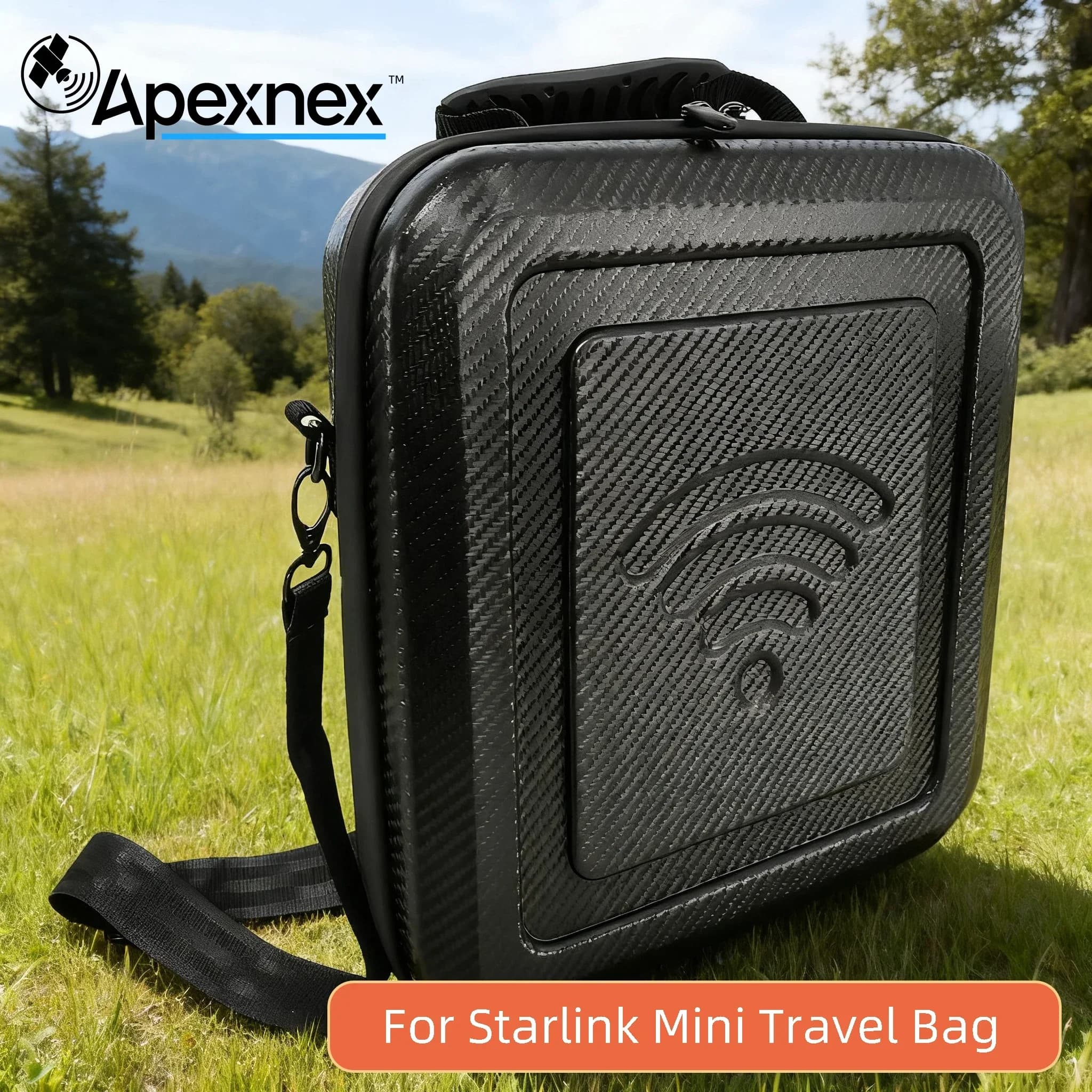 Mini custodia rigida Starlink con assorbimento degli urti in velcro e tracolla regolabile, materiale impermeabile in PVC