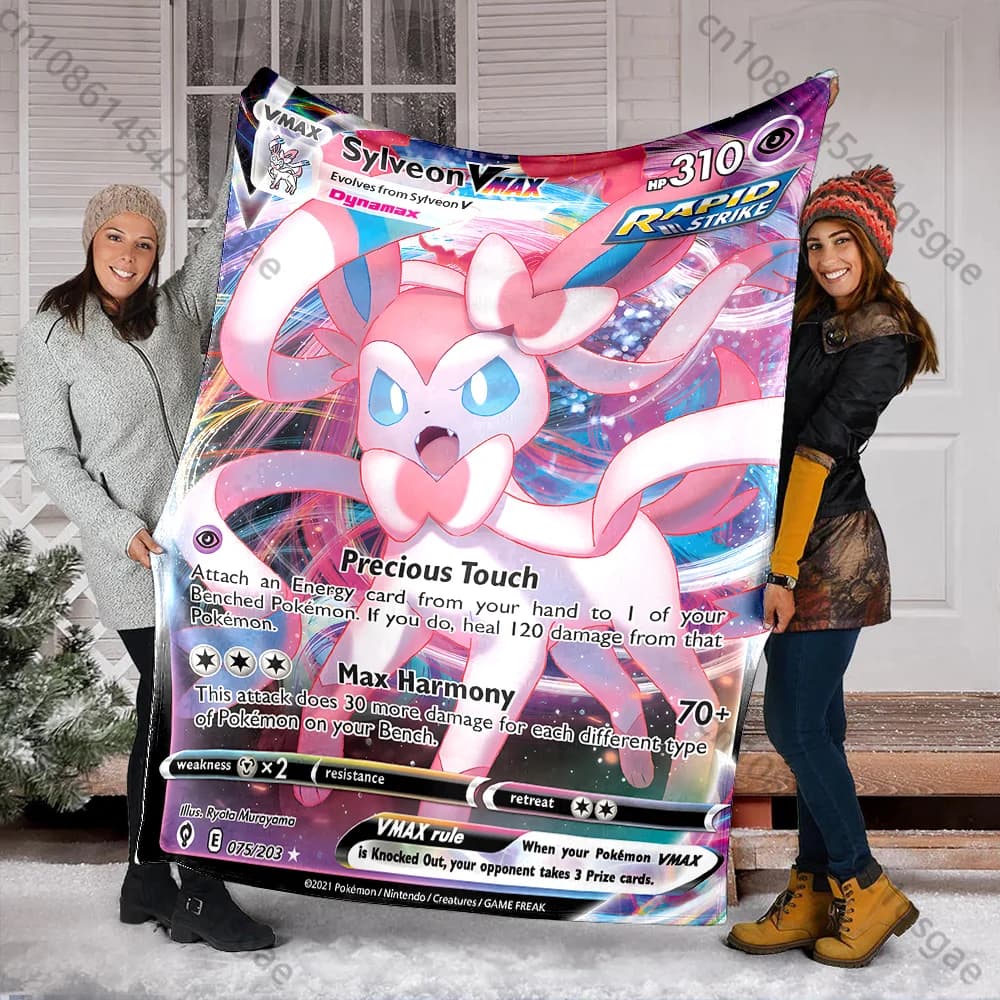Coperta in Flanella Stampata con Cartoni Animati Pokemon Sylveon, Morbida e Soffice per Adulti e Bambini, per Divano, Casa, Auto, Campeggio, Idea Regalo
