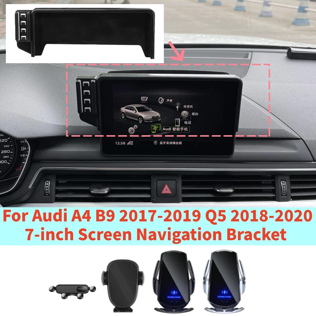 Car telephone support with 7 inch screen and storage compartment, suitable for Audi A4 B9 2017-2019 and Q5 2018-2020