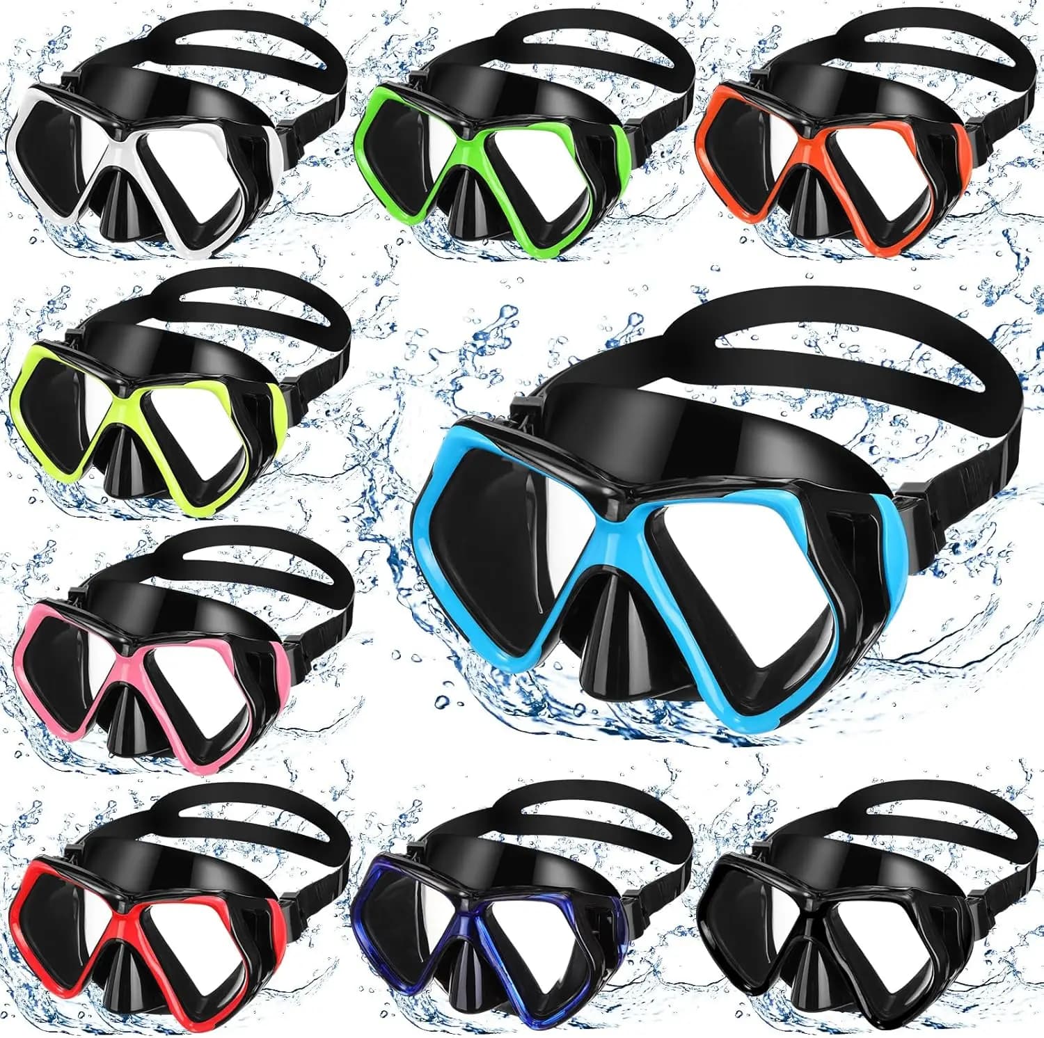 Anti-loss adult swimwear with nose cover, 180 ° Overview for Snorkeling and Diving