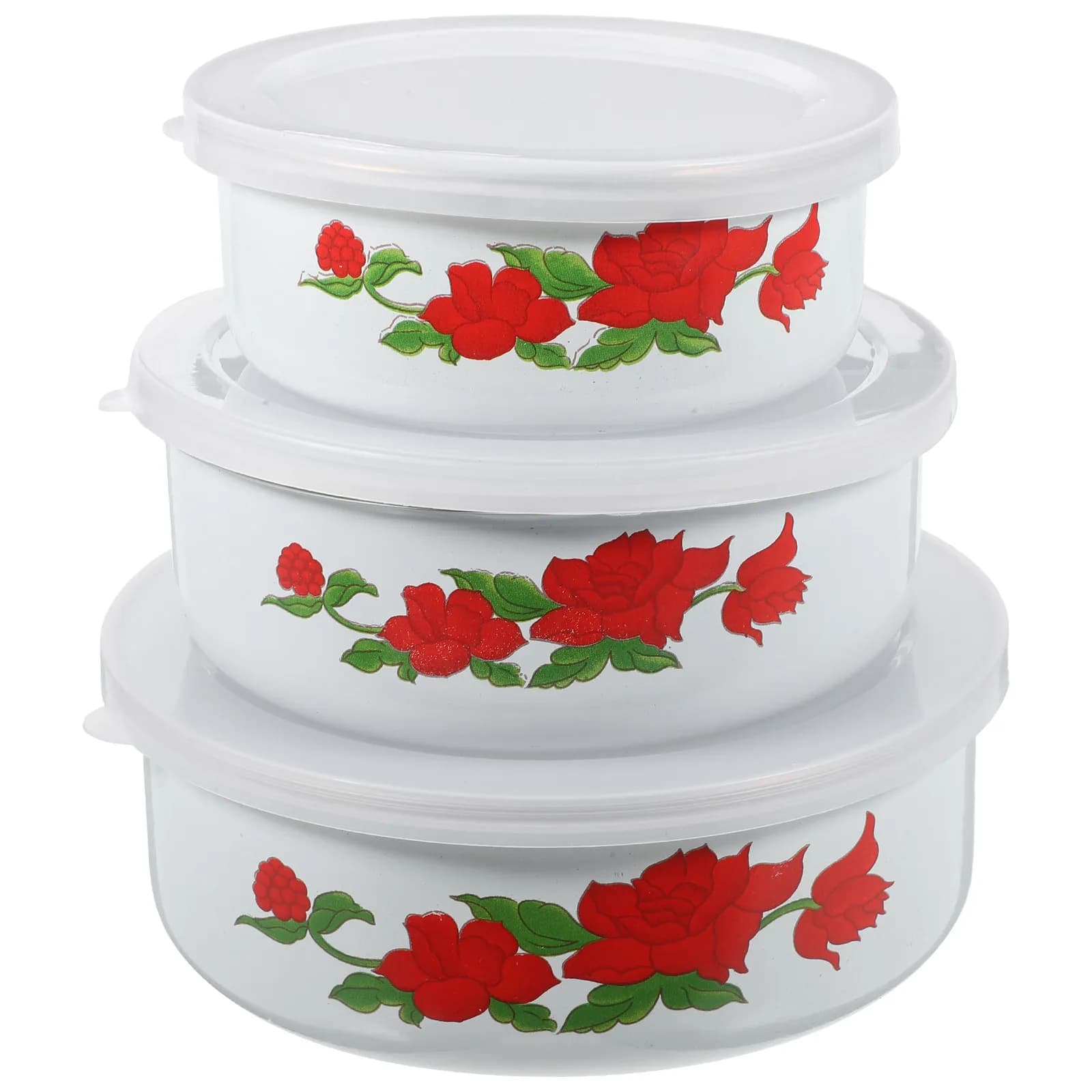 Set di 3 Ciotole in Smalto per Conservazione Alimenti, per Lavoratori d'Ufficio, Studenti, Contenitori Bento, Conservazione in Frigorifero, Ciotola Portatile per Pranzo