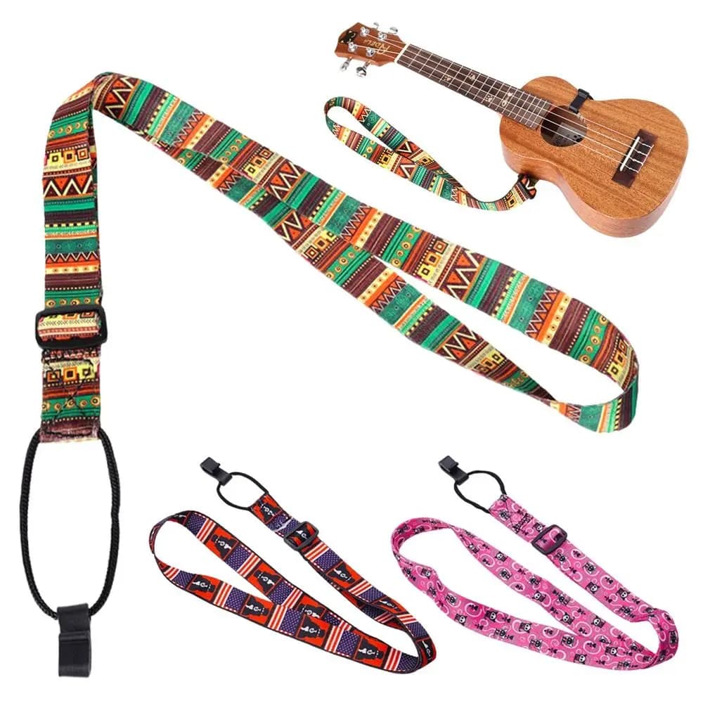 Portable Adjustable Guitar Strap Polyester Ethnic Style Ukulele Strap Guitar Accessories Guitar