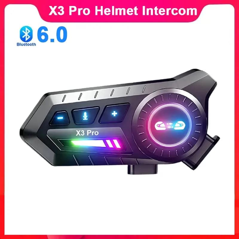 Interfono Bluetooth 6.0 per Moto, Auricolare Wireless da 1000mAh per Casco con Radio FM, Condivisione Musica, Walkie Talkie Impermeabile per Casco