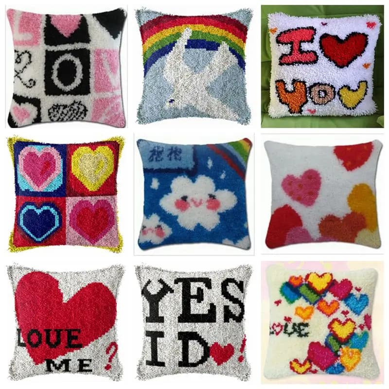 Rainbow Love Series Latch Hook tappeto Kit Foamiran per ricamo a maglia tappeto ricamo cuscino Set punto croce Kit Smyrna fai da te