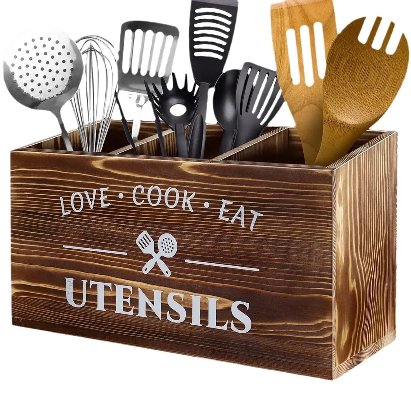 Cucina in legno scatola portaoggetti da tavolo scomparti utensili da cucina scatola per organizzare coltello, forchetta e cucchiaio cestino portaoggetti per smistamento