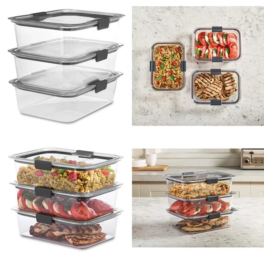 Contenitore per alimenti Brilliance, grande, 9,6 tazze, trasparente, confezione da 3