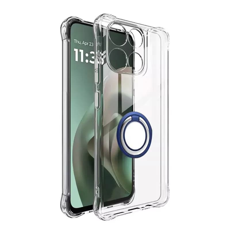 Cover con Anello Magnetico per Motorola G77 G67 5G, Custodia Antiurto Trasparente in Silicone con Airbag e Supporto per Moto G 77 67
