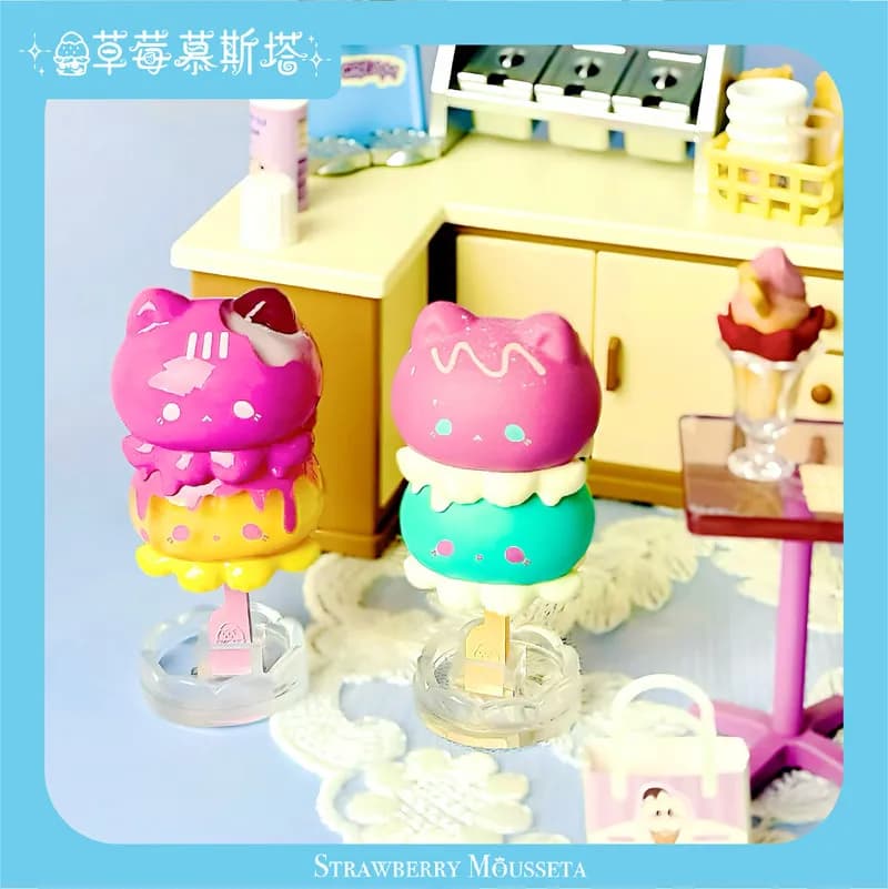Genuine Strawberry Mousseta Octopus Meow Popsicle Series Blind Box Cute Cat Figurine Mystery Box Desk Decor Birthday Gift