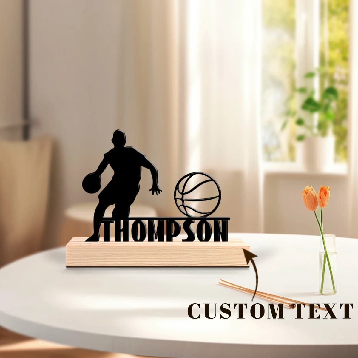 1pc Personalized Desktop Metal Ornaments Custom Name Equipped with A Wooden Base Suitable for Fireplaces,Study Rooms,and Offices