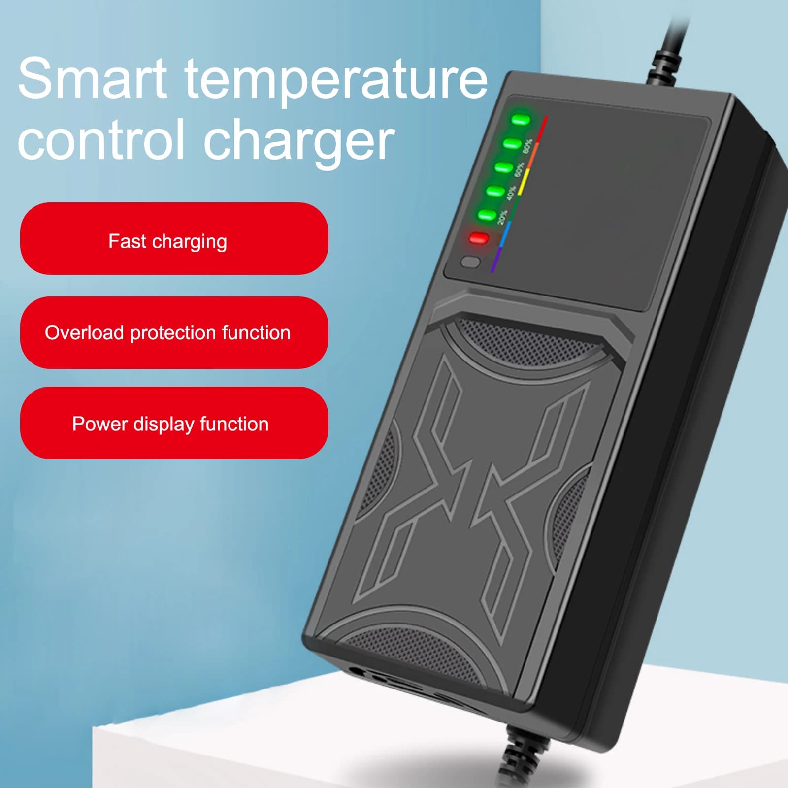 Car Charger 48V 20AH/60V 20AH Charger for Electric Vehicles 7 Lights for Fast Recharge for Motorcycle