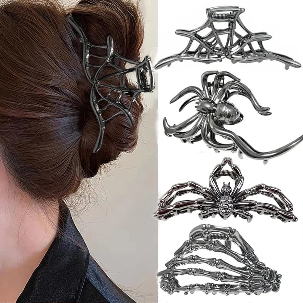Nuove Mollette per Capelli a Forma di Ragnatela in Metallo, Fermagli per Capelli in Lega per Halloween, Fermagli a Granchio, Mollette, Pinze, Accessori per Capelli da Festa