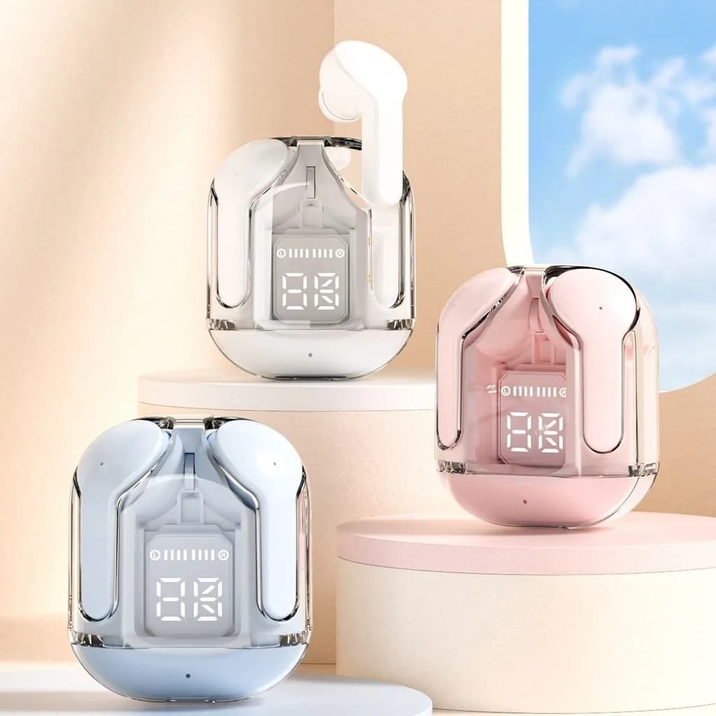 Original Bluetooth Wireless T2 headphones, Transparent HIFI headphones with LED Digital Display, Stereo Audio for Xiaomi