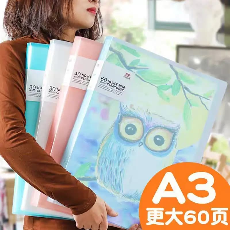 Cartella di file A3 Display Libro 20-60 pagine Pittura Collezione d'arte Album 8k Informazioni trasparenti Ricompensa per bambini Poster Storage
