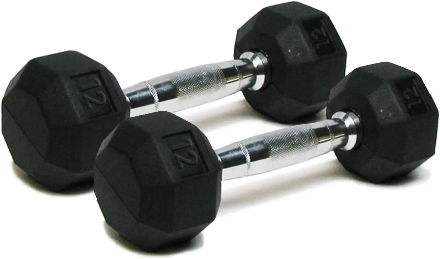 Hexagonal Rubber Manubri Set for Home Gym - Design Resistant and Anti-slip with Handle Comfortable for Strength Training