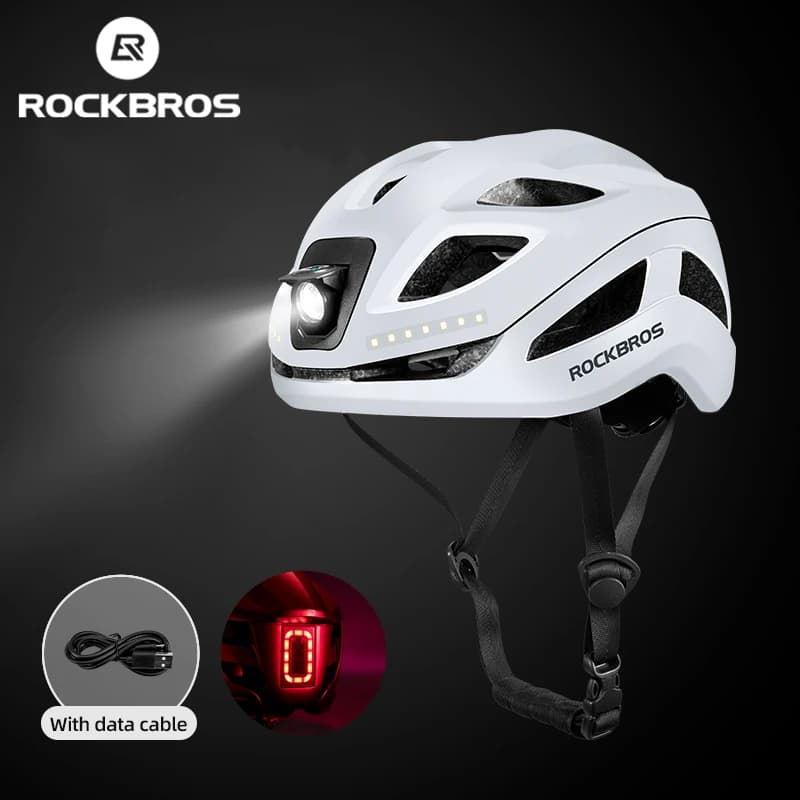 ROCKBROS lightweight bicycle helmet type C charging with rear light front cycling helmet MTB road bike accessories