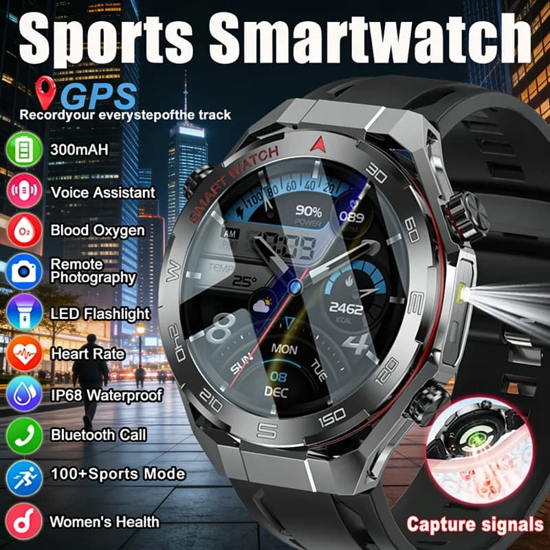 Nuovo Smartwatch 2026 con Chiamate Bluetooth, Monitoraggio della Frequenza Cardiaca, Rilevamento dell'Altitudine e Pressione Atmosferica, Torcia LED