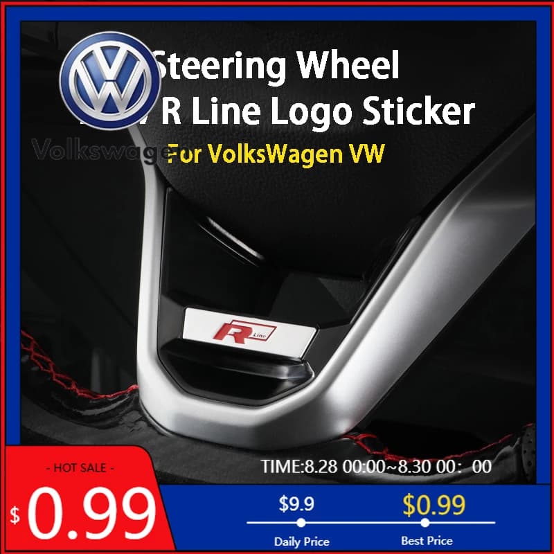 Decorative R Line Wall decals for VW 2026, Cover with Paillettes and Badge R for VW Golf 7 MK6 GTI Sigatar Magotan Pass