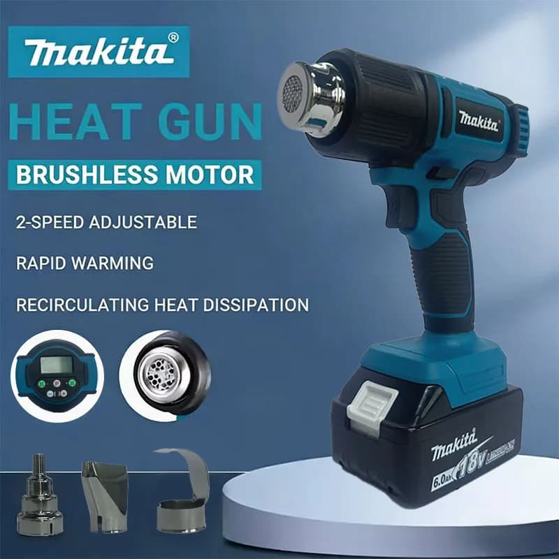 Pistola Termica a Batteria Makita 18V per Saldatura e Termoretrazione, Temperatura Massima 550°C ° C Wireless Ricaricabile DHG181
